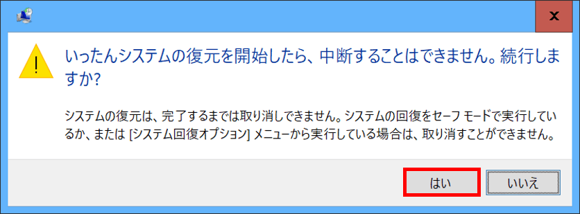 復元開始メッセージの表示